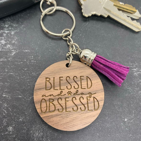 Blessed and Dog Obsessed Keychain
