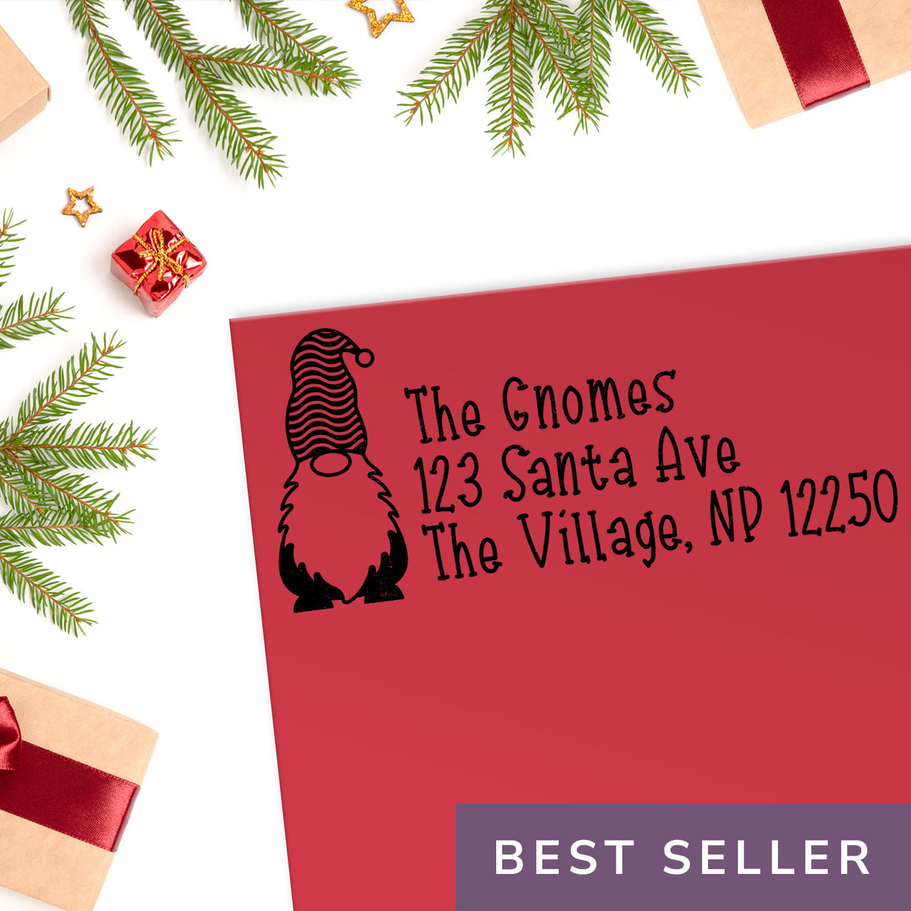 Christmas Gnome Address Stamp