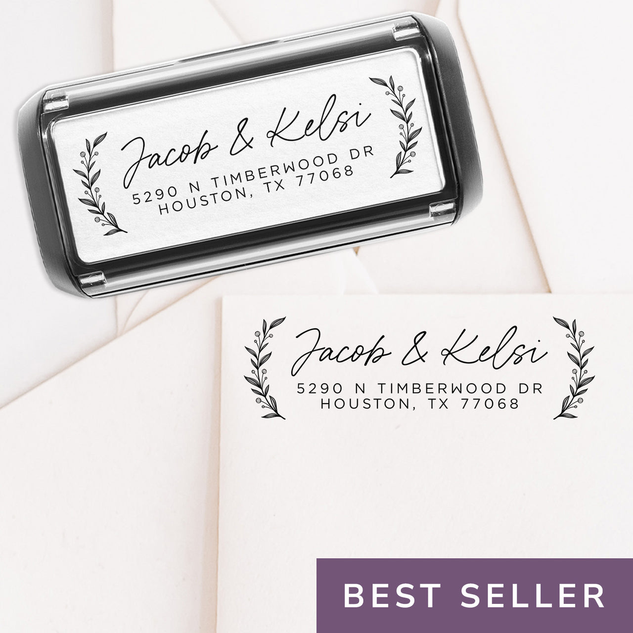 Floral Couple Address Stamp