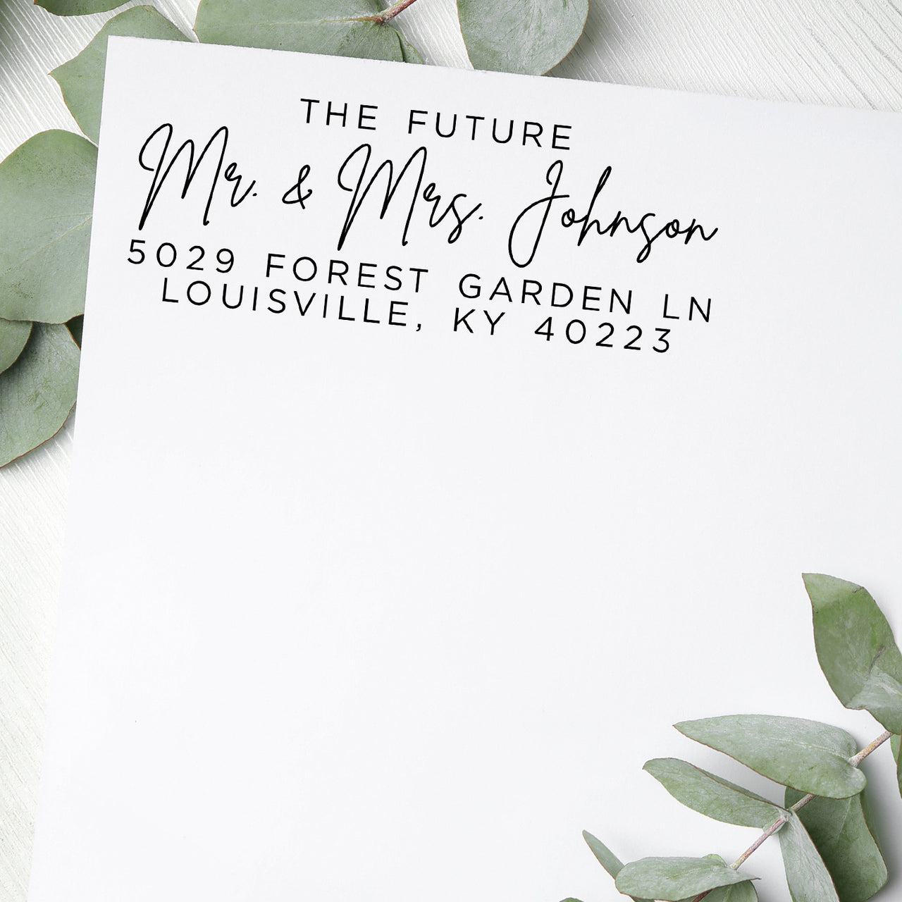 The Future Mr. & Mrs. Modern Address Stamp