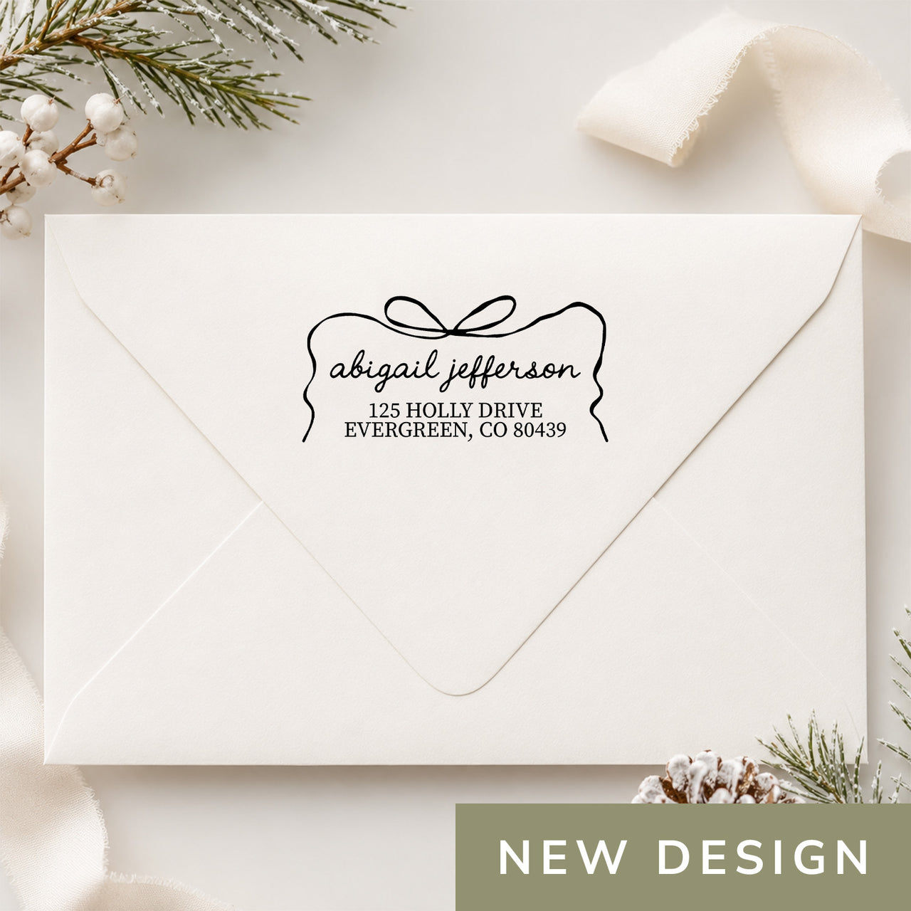 Ribbon Frame Address Stamp