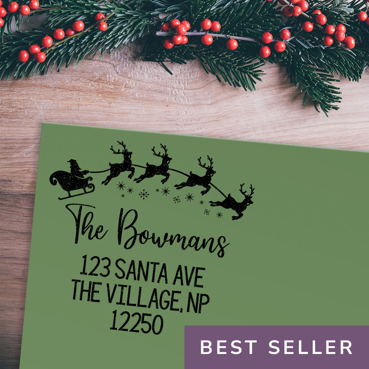 Santa's Sleigh Address Stamp