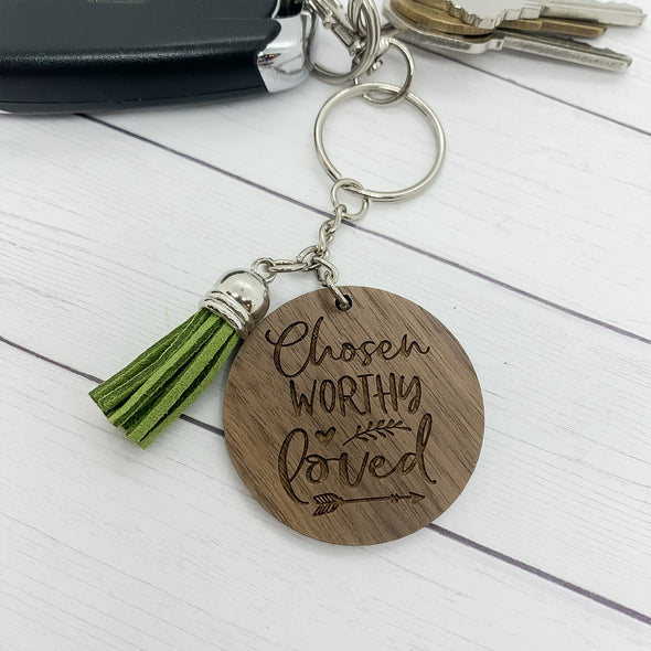 Chosen Worthy Loved Keychain