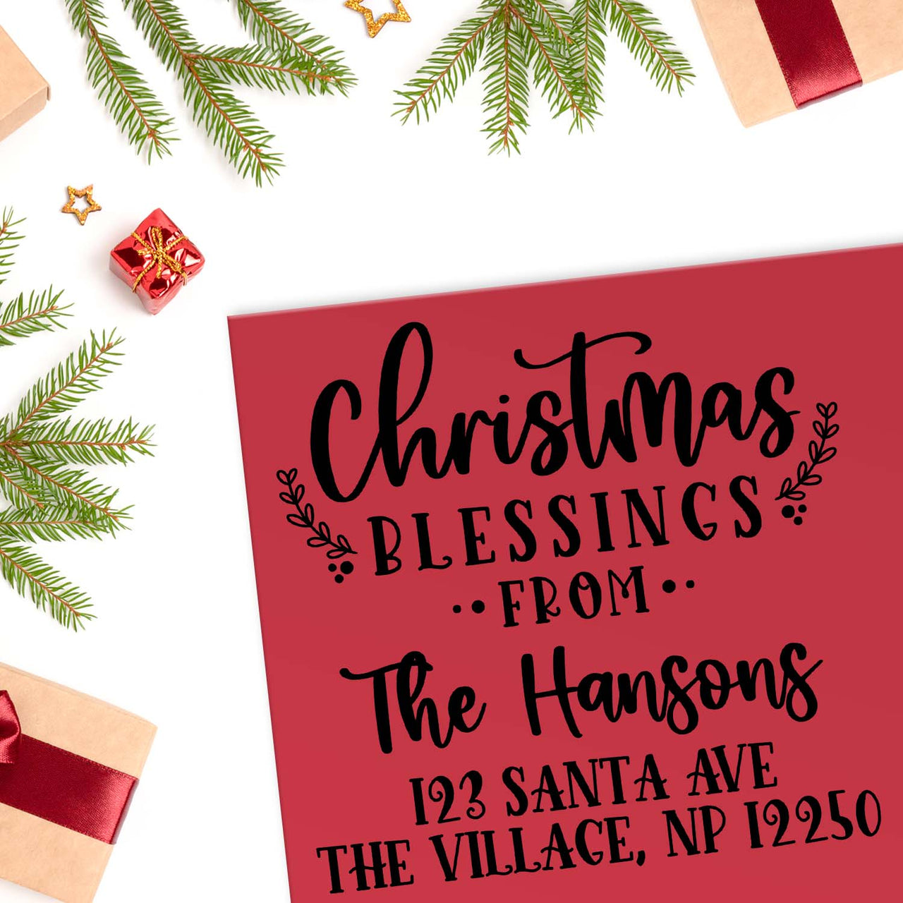 Christmas Blessings Address Stamp
