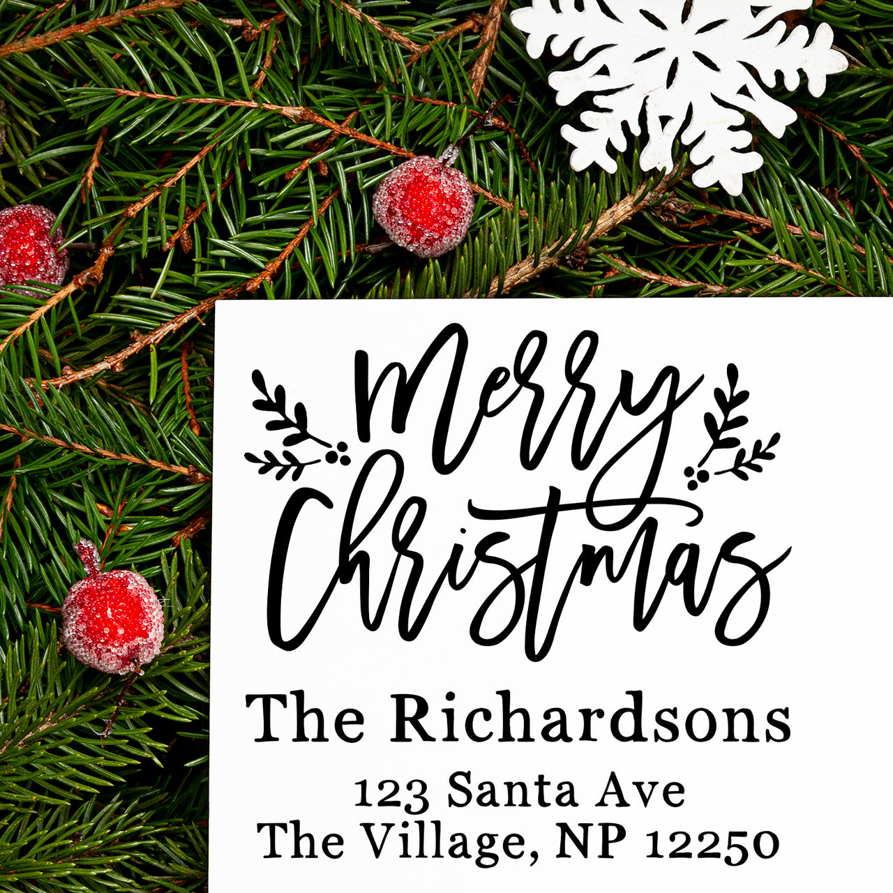 Farmhouse Christmas Address Stamp