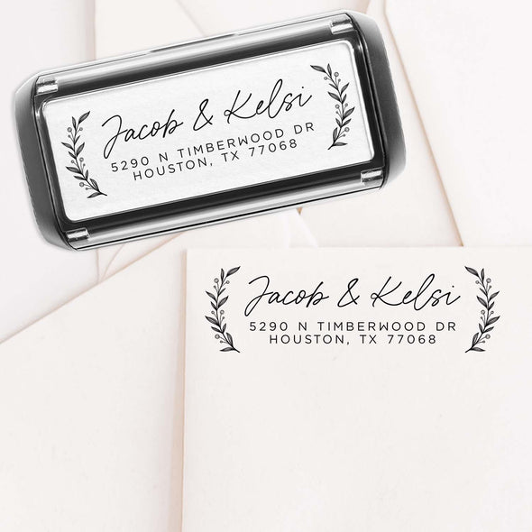 Floral Couple Address Stamp