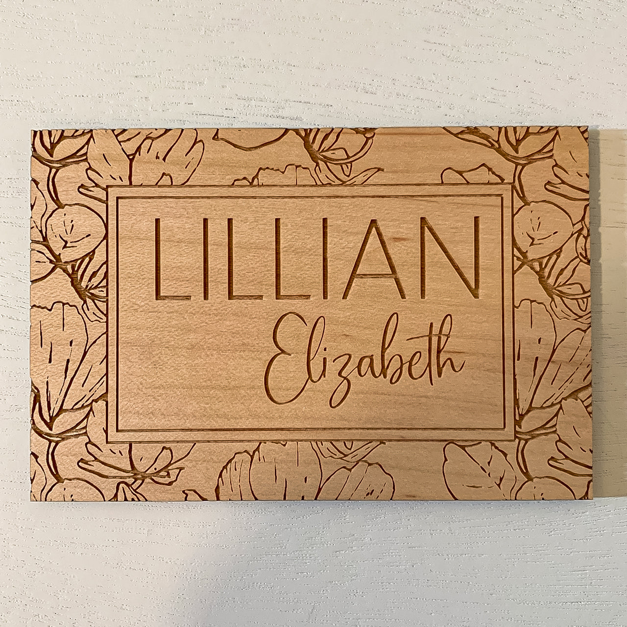 Floral Name Wood Sign