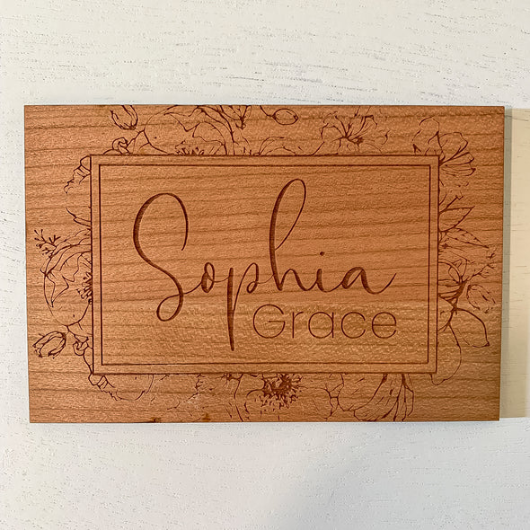 Floral Name Wood Sign