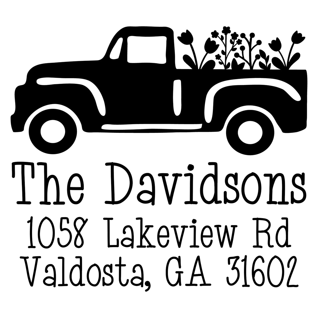 Floral Truck Address Stamp
