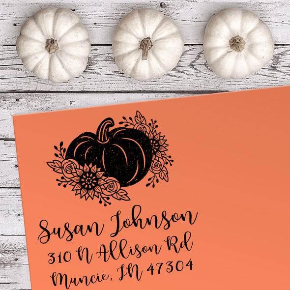 Floral Pumpkin Address Stamp