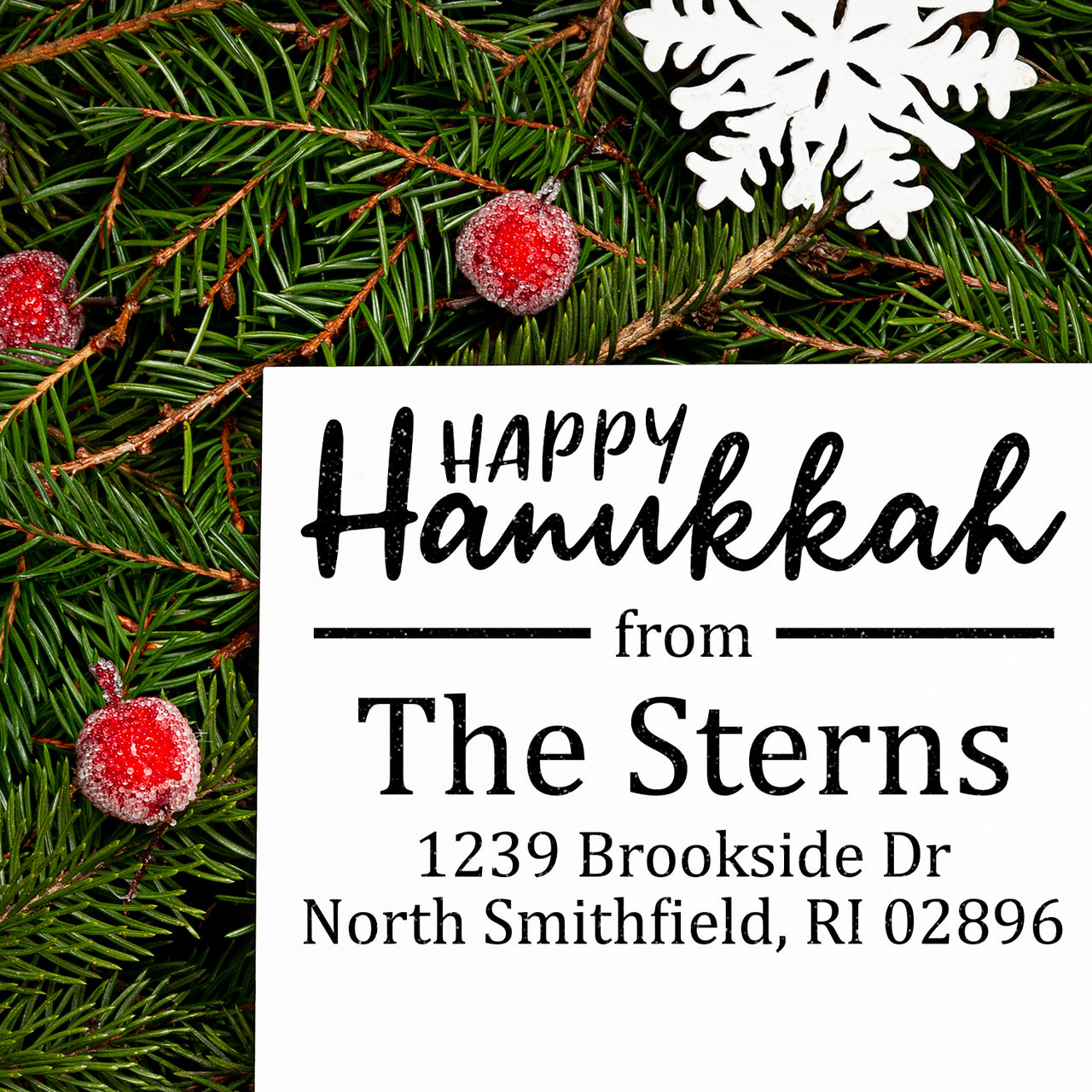 Happy Hanukkah Address Stamp