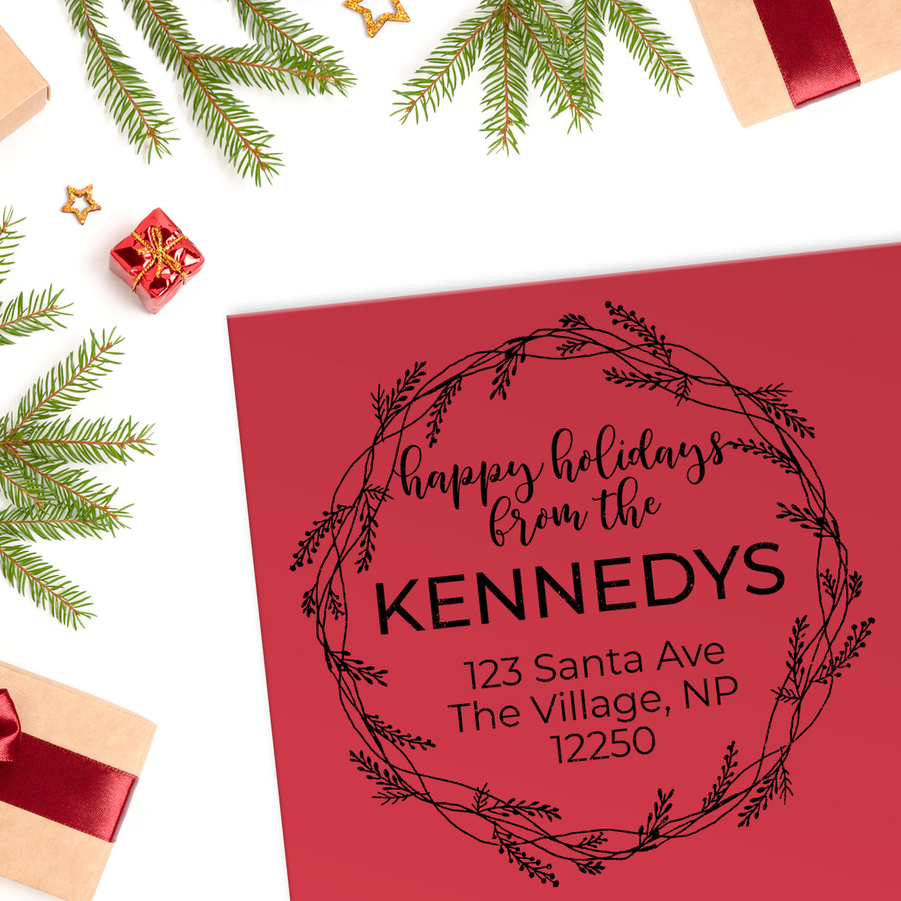 Happy Holidays Address Stamp