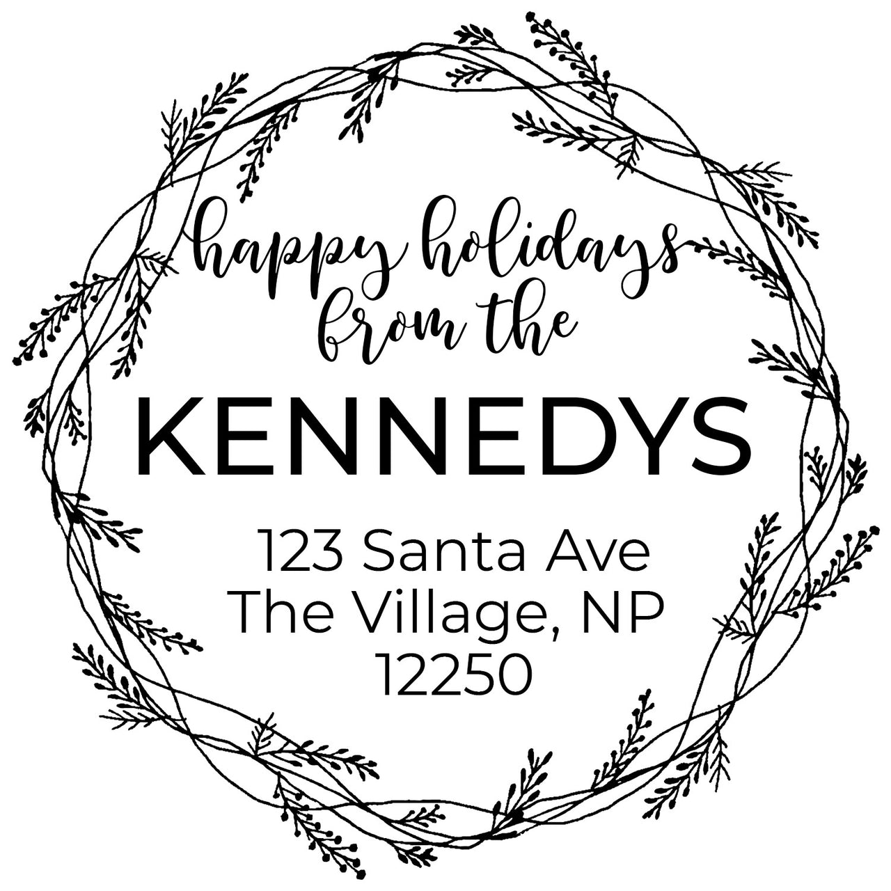 Happy Holidays Address Stamp