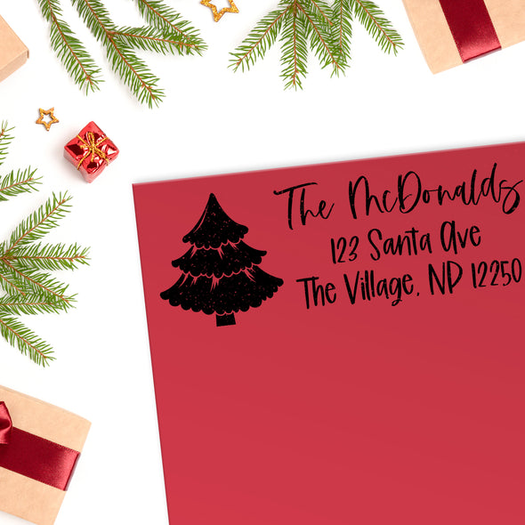 Happy Christmas Tree Address Stamp