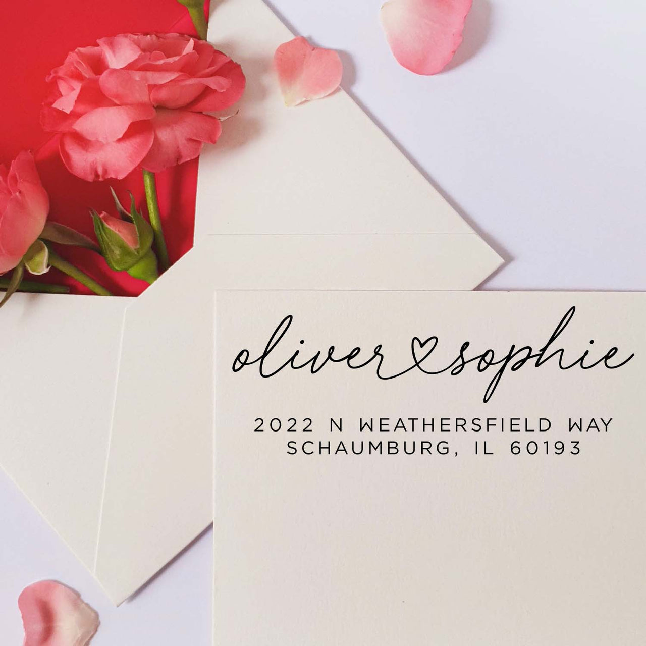 Heart Couple Address Stamp