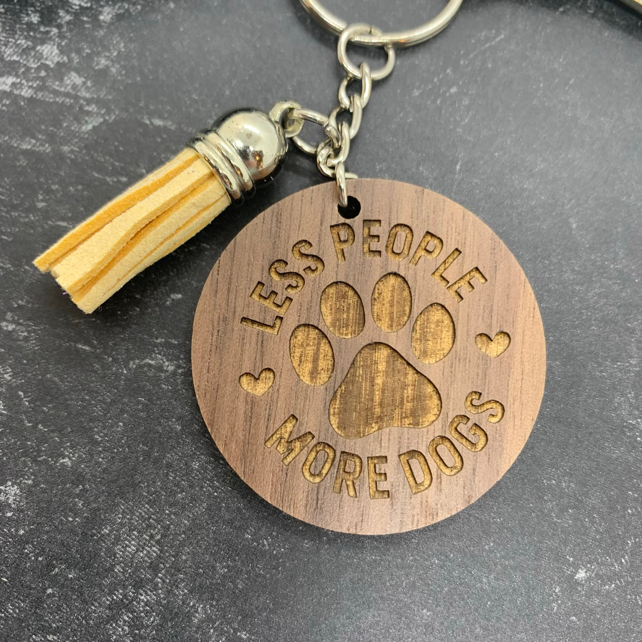Less People More Dogs Keychain