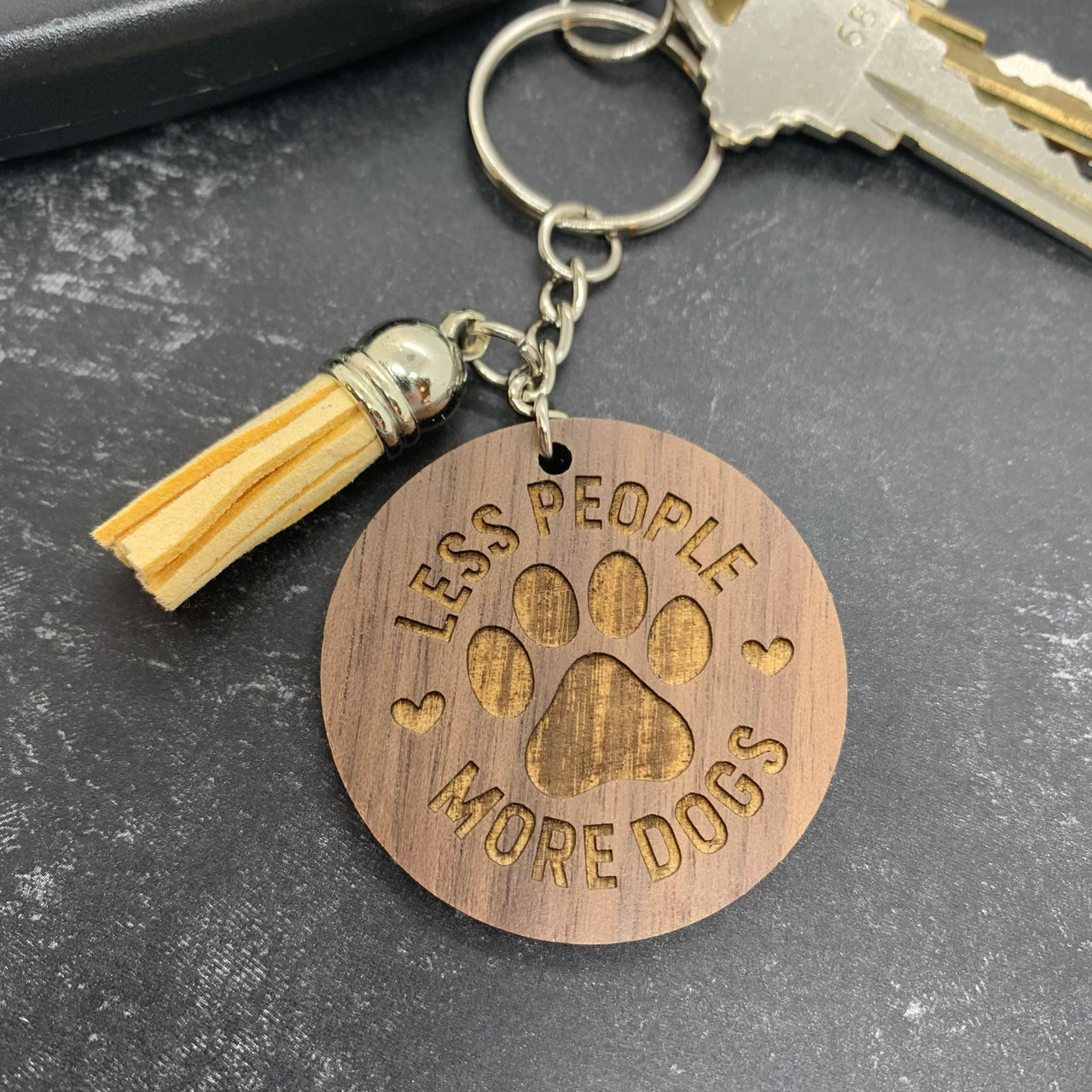 Less People More Dogs Keychain