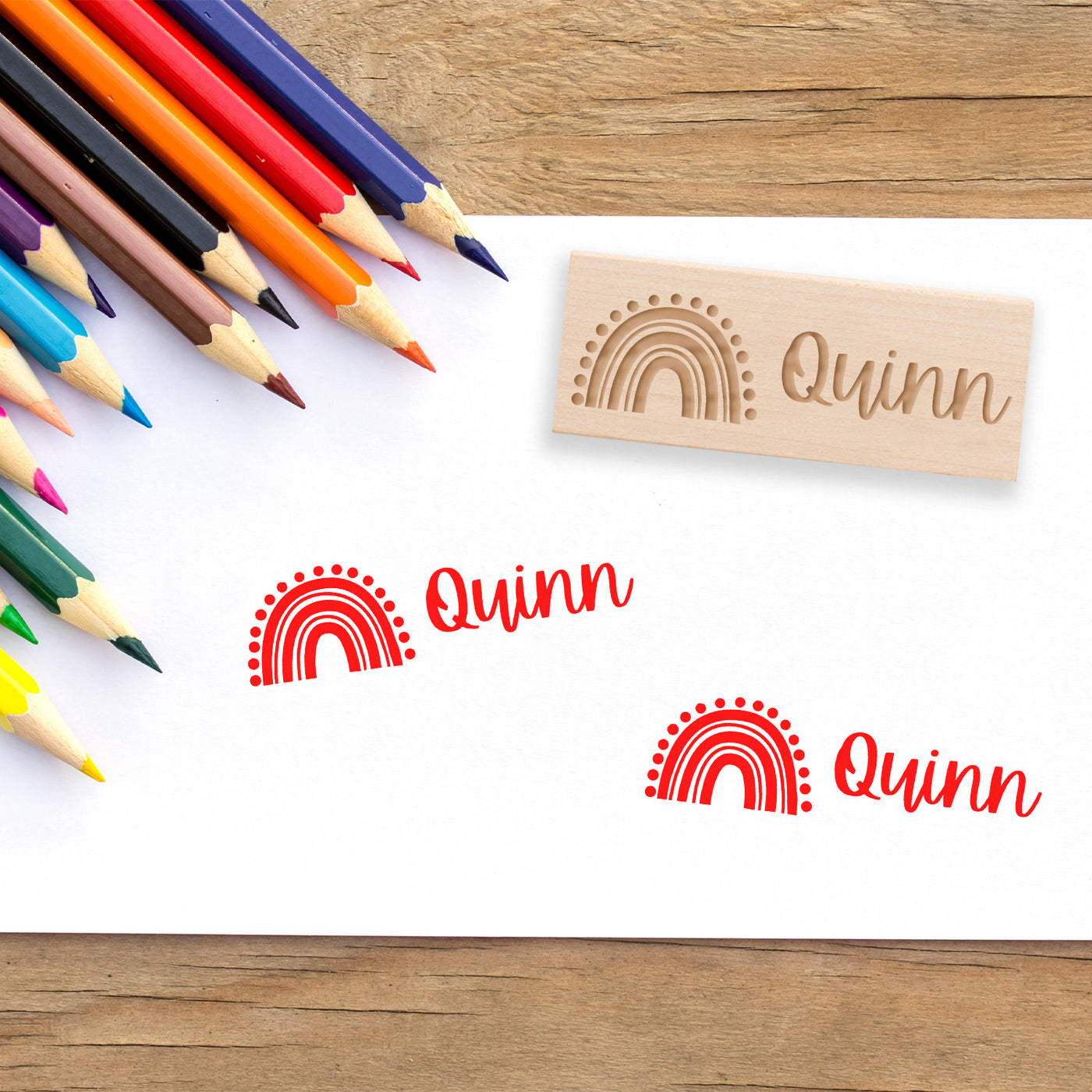 Kids Rainbow Name Rubber Stamp -  – Boutique Stamps &  Gifts