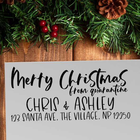 Merry Christmas from Quarantine Address Stamp
