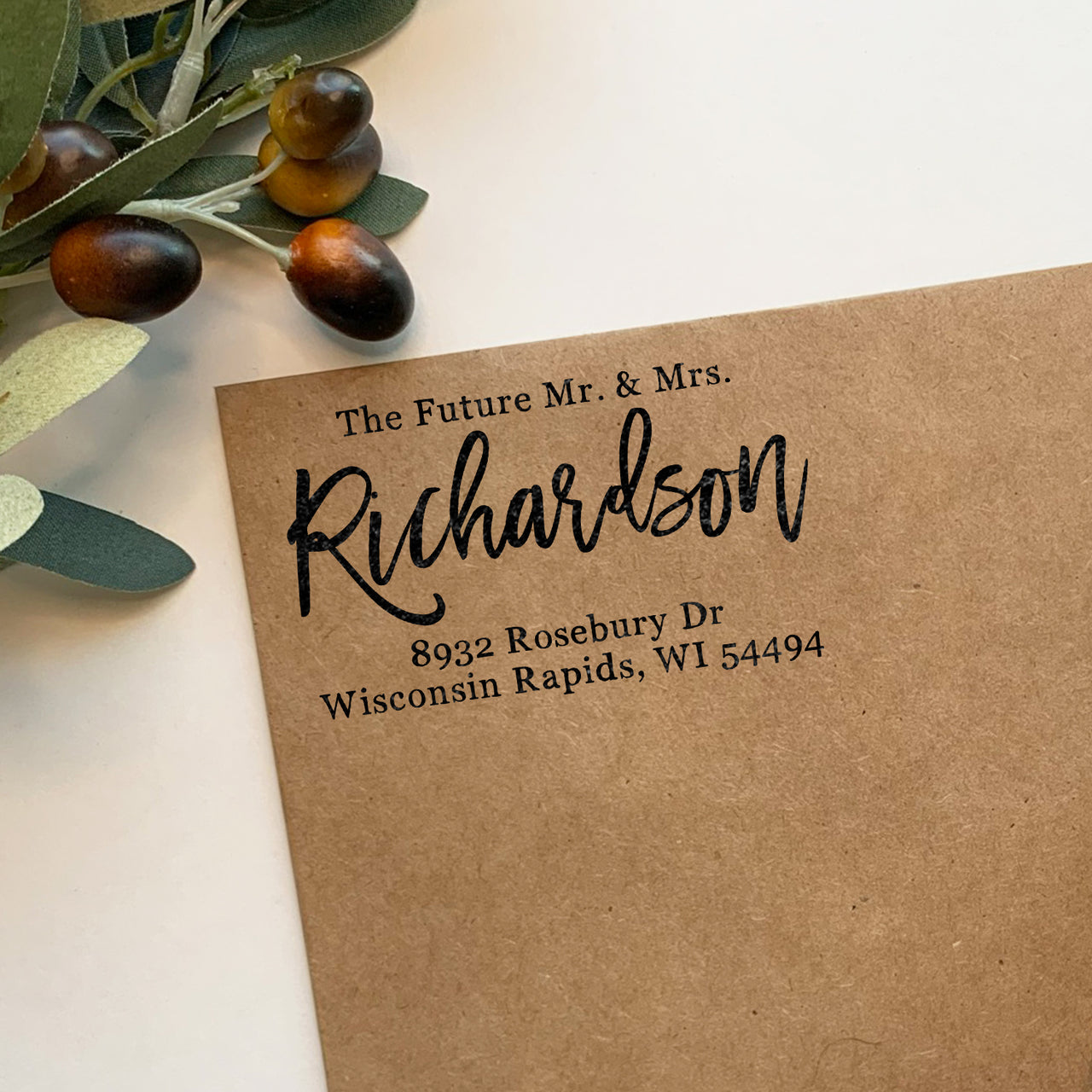 The Future Mr. & Mrs. Farmhouse Address Stamp