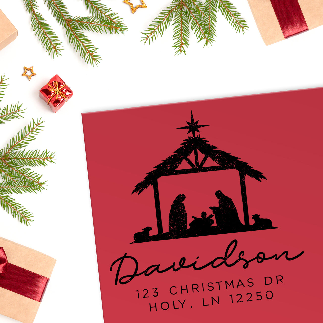 Christmas Nativity Address Stamp