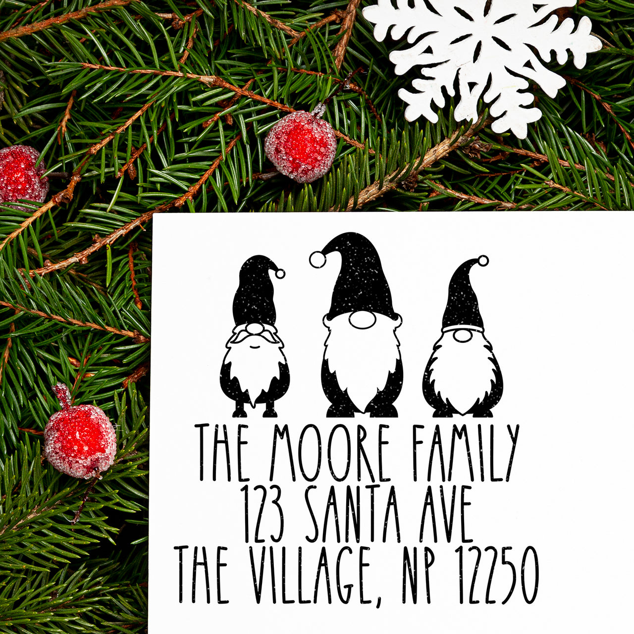 Christmas Gnomes Address Stamp