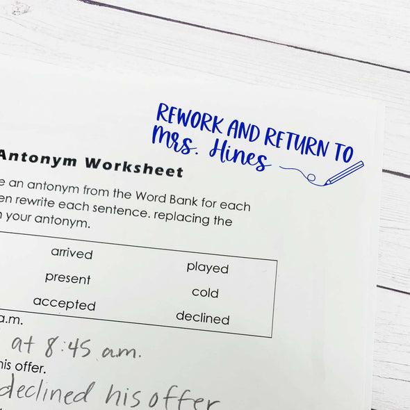 Rework & Return To Teacher Stamp