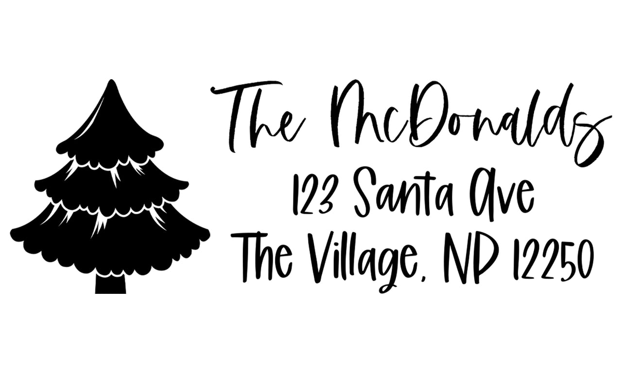 Happy Christmas Tree Address Stamp