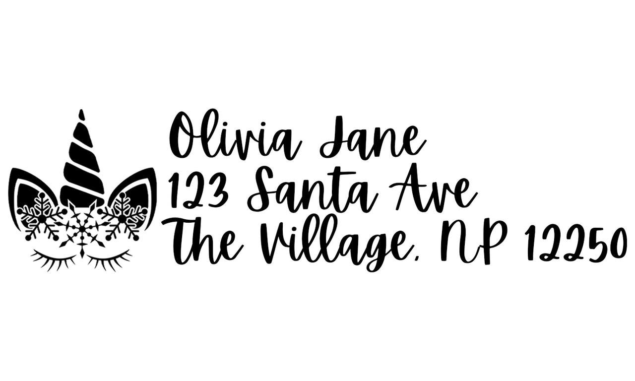 Winter Unicorn Address Stamp