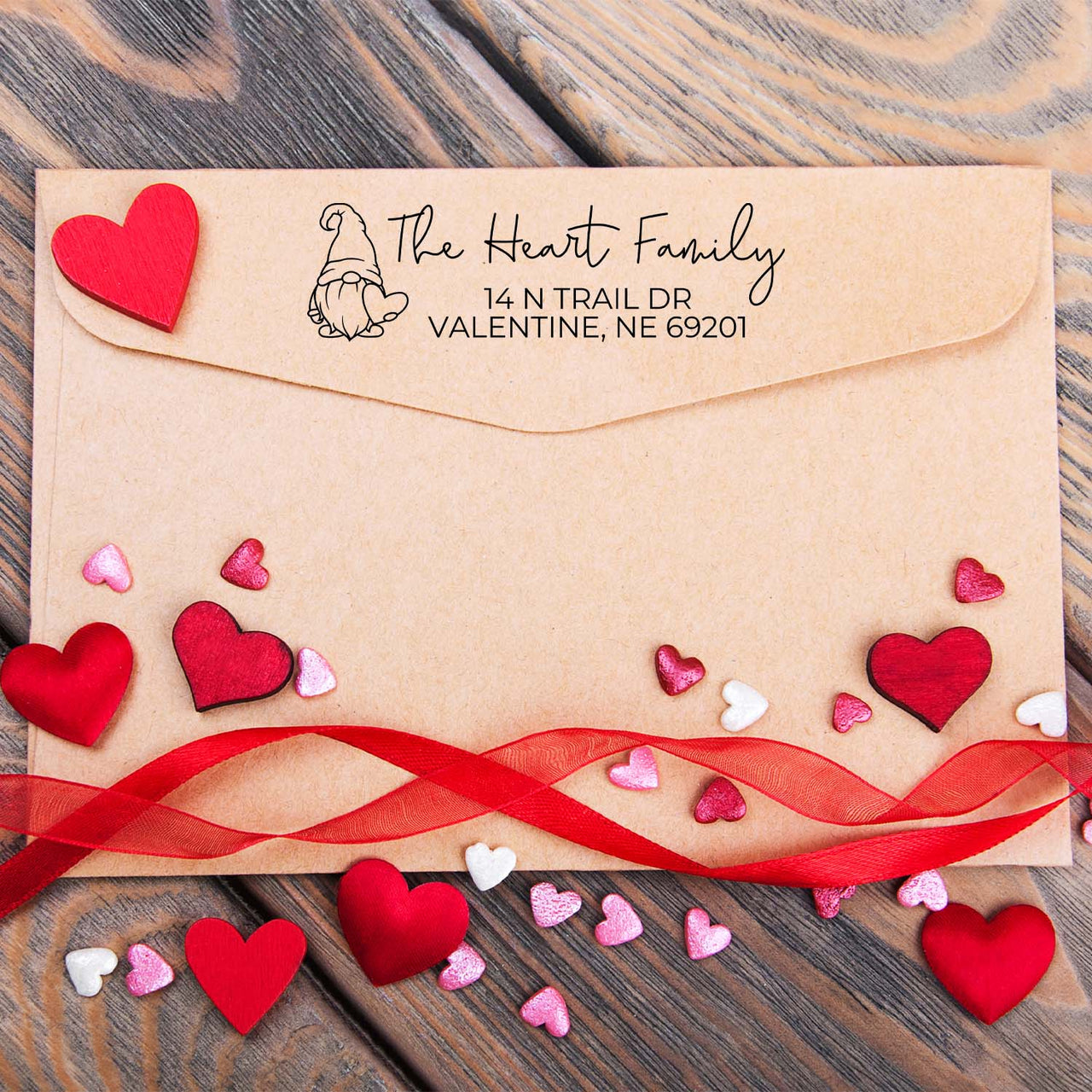 Valentine Gnome Address Stamp