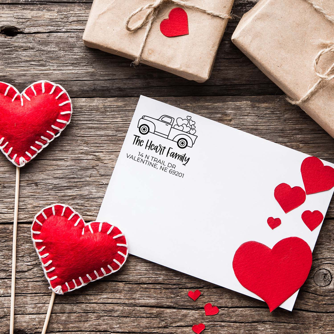 Valentine Truck Address Stamp