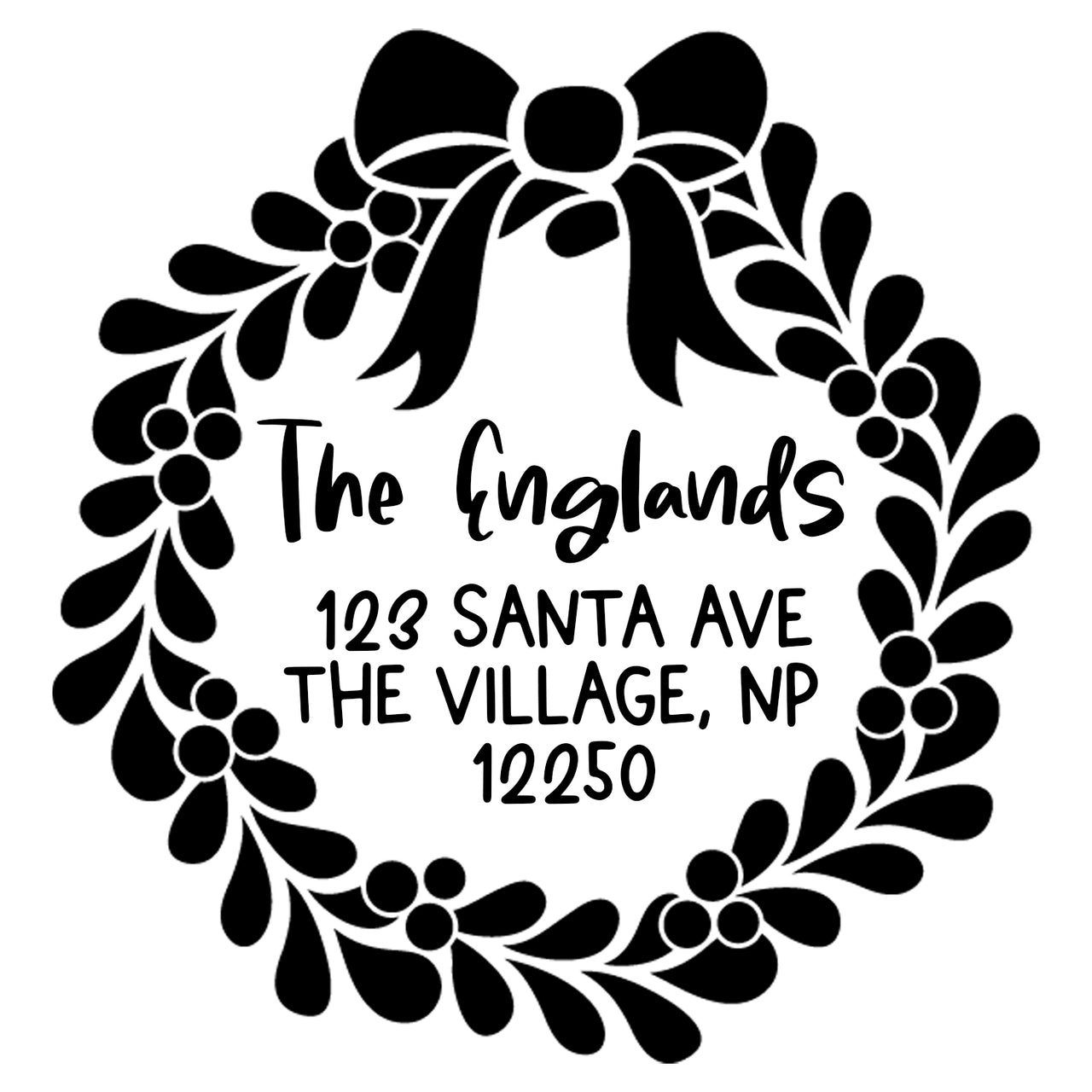 Christmas Wreath Address Stamp