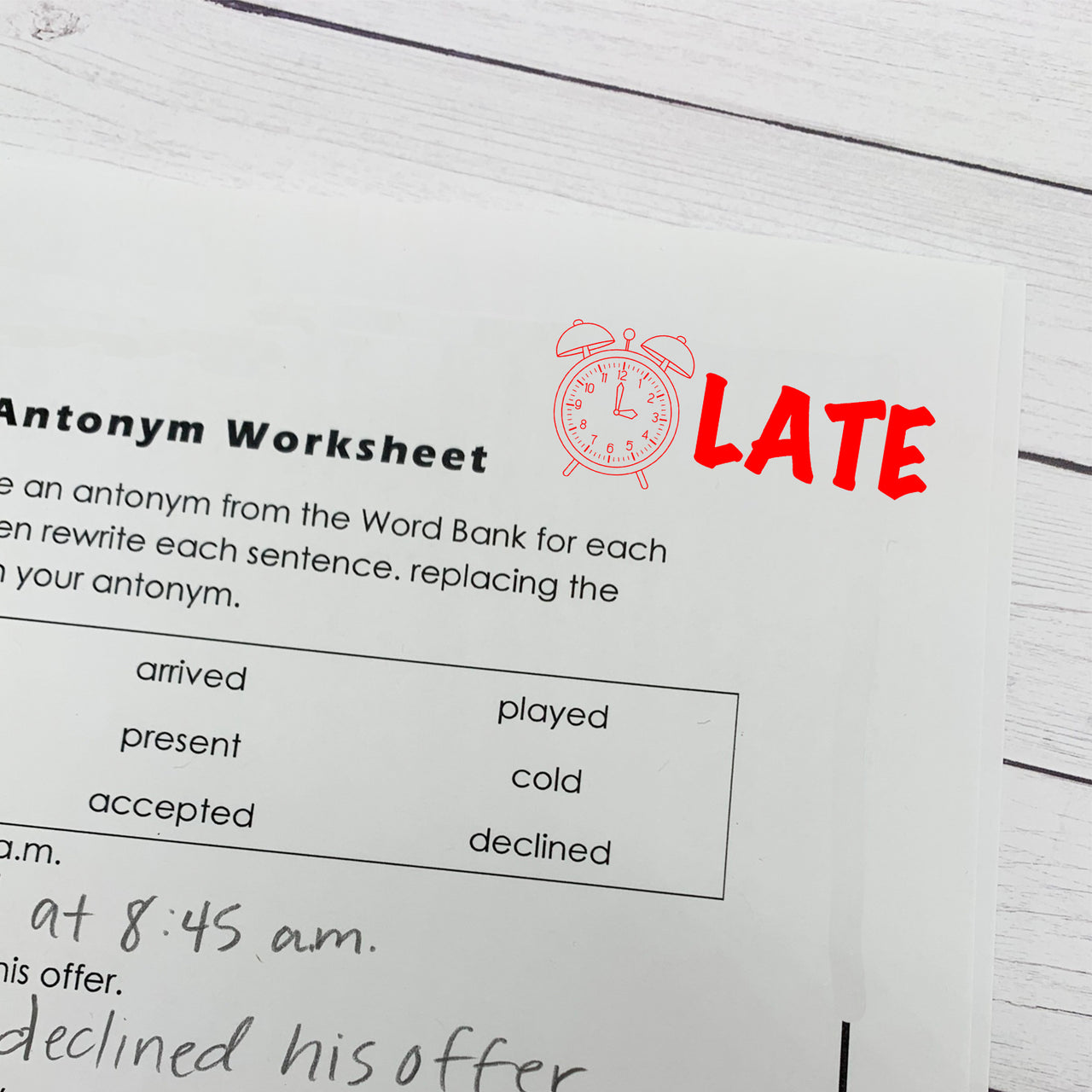 Late Teacher Stamp