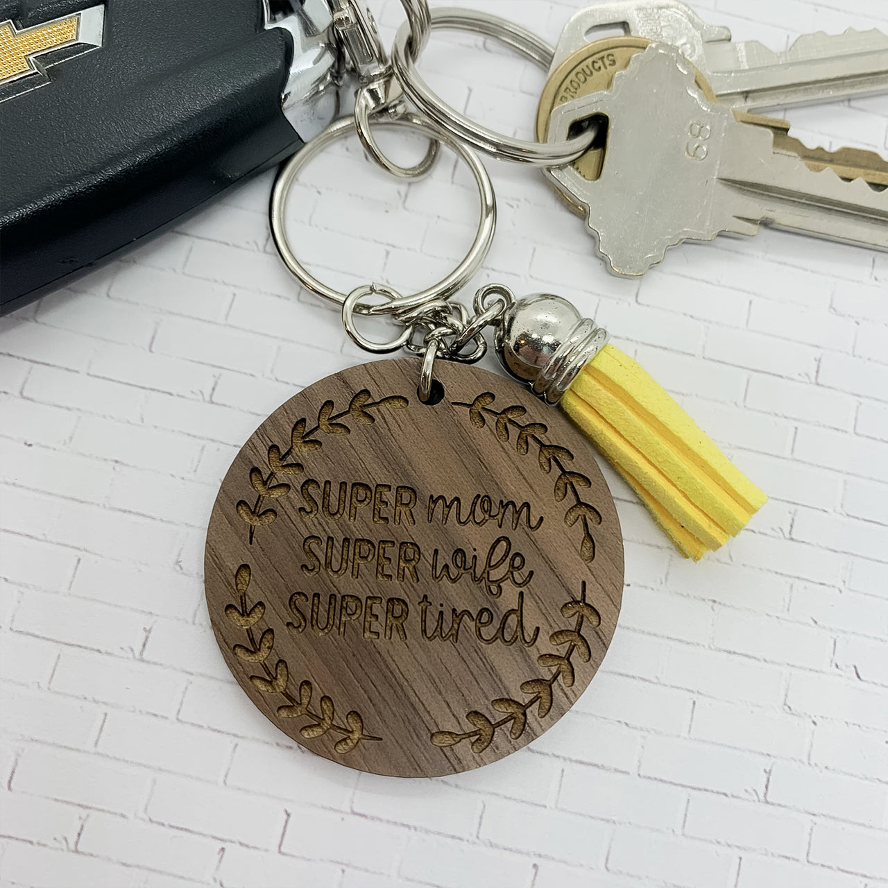 Super Mom Wife Tired Keychain